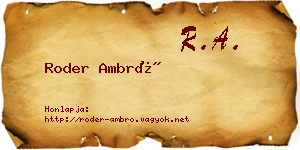 Roder Ambró névjegykártya